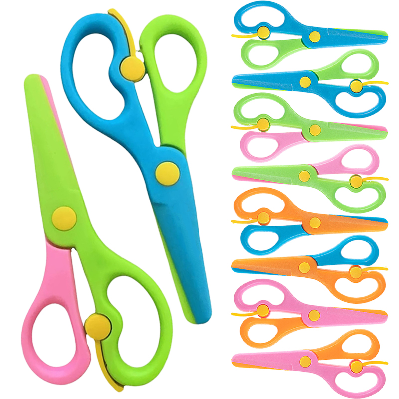 Baby Food Scissors - กรรไกรพลาสติกคู่สี Splicing Handmade DIY ปลอดภัยกรรไกรอุปกรณ์ศิลปะสํานักงานนักเรียนเฉพาะกระดาษตัดเครื่องมือ TMZ