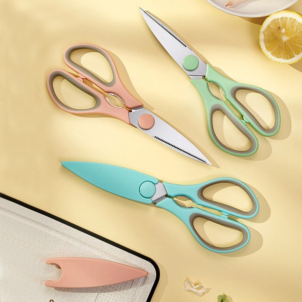 Baby Food Scissors - เครื่องหั่นผักและอาหารสแตนเลสกรรไกรทำครัวใช้ในครัวเรือนเครื่องมือทำครัวด้ามพลาสติกอเนกประสงค์