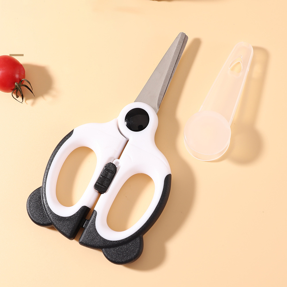 Baby Food Scissors - กรรไกรนิรภัยสำหรับเด็ก นักเรียน กรรไกรตัดอาหารเด็ก พกพาสะดวก ใช้ในบ้าน ตัดเนื้อและผัก
