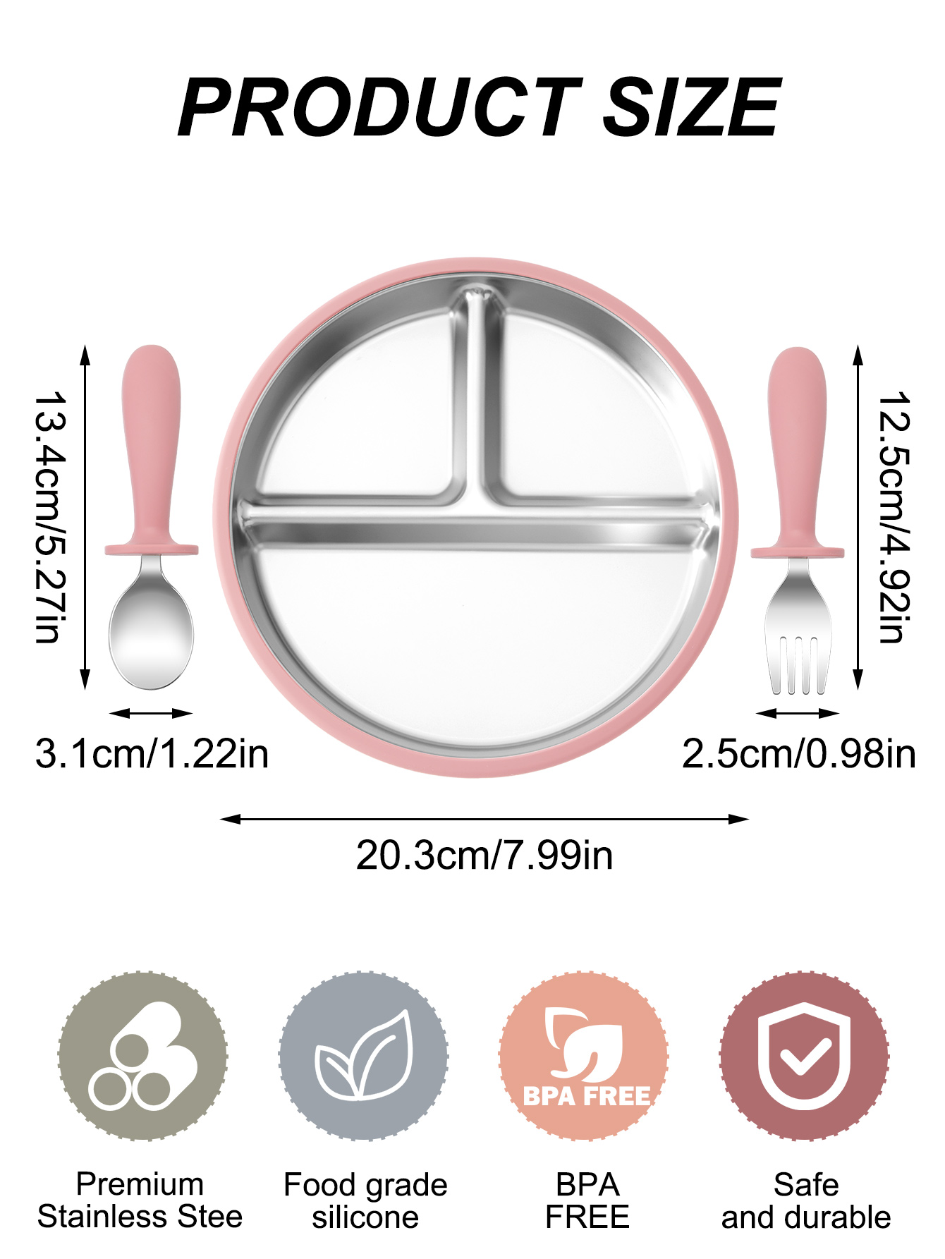 3PCS สแตนเลสสตีลจานชามให้อาหาร - Baby Food Menu บทวิจารณ์และราคา